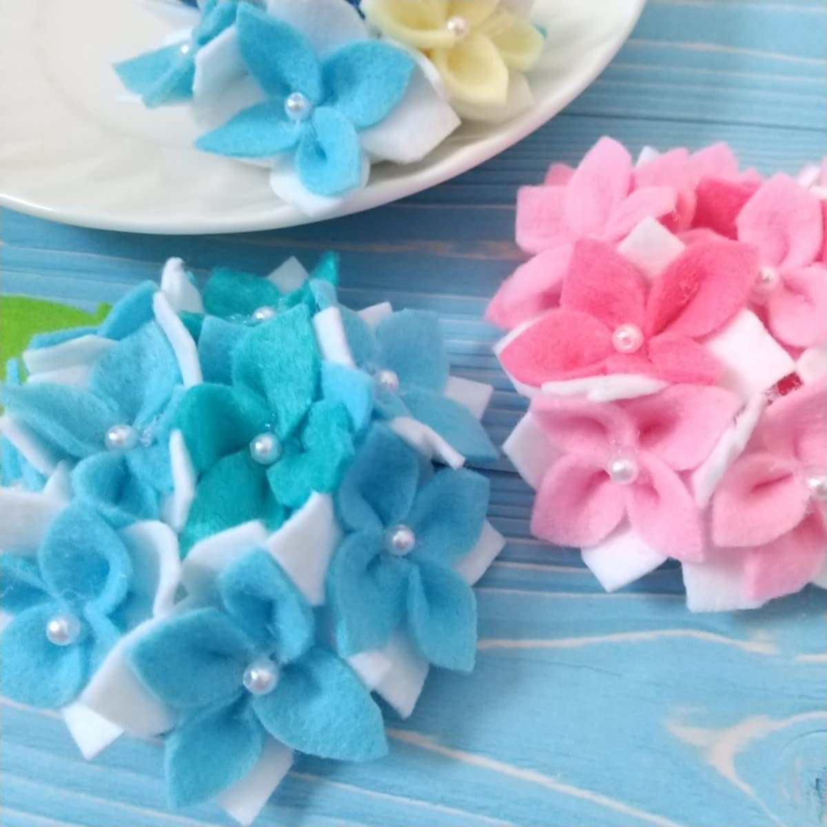 Amazon.co.jp: 人気！フェルト紫陽花セット 可愛い 季節 梅雨飾り