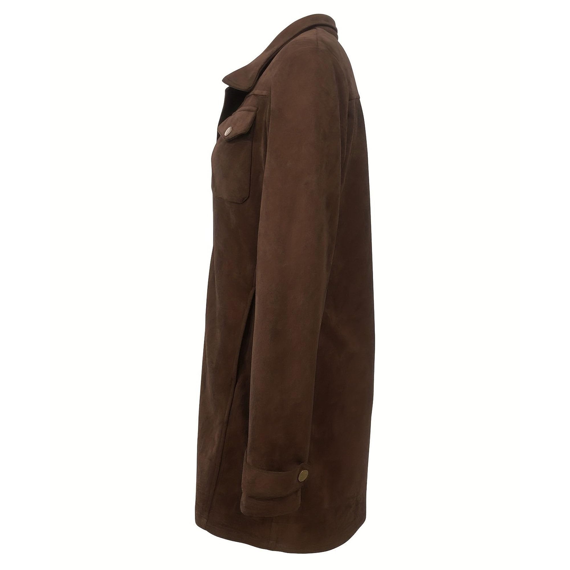 Giacca primaverile leggera da donna retrò in pelle scamosciata sintetica giacca con cerniera cappotto militare casual midi lungo Outwear