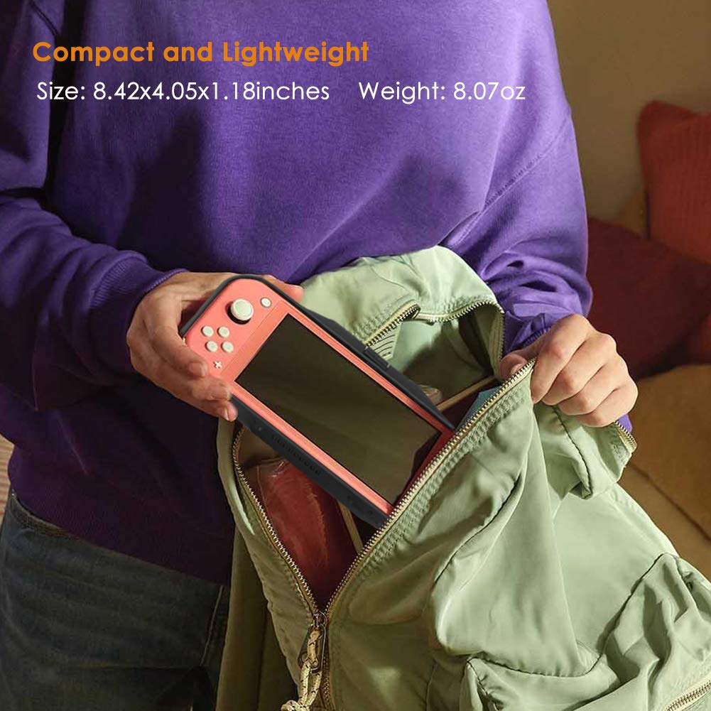 BigBlue 6000mAh Battery Charging Case for Nintendo Switch Lite, Portable Backup Switch Charger with Type-C Port, Battery Pack with Kickstand & Game Card Slot