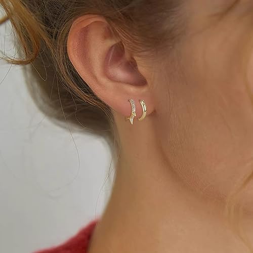 Miniatura 3 de FANZE 3 Pairs Dangle Huggie Earrings Set, Dainty Dangle Hoop Earrings Jewelry Gift Women Girls