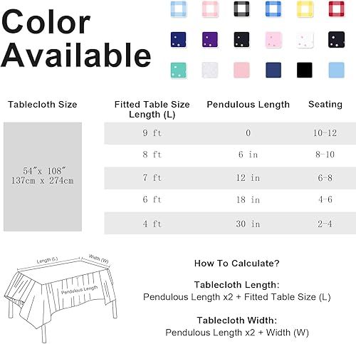 Miniatura 6 de Paquete de 3 manteles desechables de plástico color morado claro, rectangulares de plástico lavanda para fiestas, 54 x 108 pulgadas, mantel
