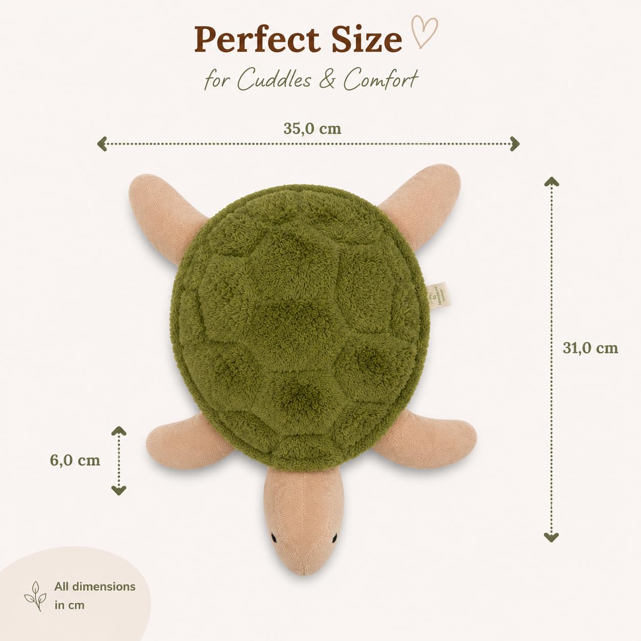Kleine SENGER NATURWELT Kuscheltier-Schildkröte, Tannengrün I Kuscheliger Begleiter, geeignet ab 3 Monaten I GOTS-zertifiziertes Plüschtier mit herausnehmbarem Wärmekissen zum Erhitzen oder Kühlen