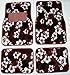 A Set of 4 Universal Fit Hawaii Hibiscus Carpet Floor Mats for Cars / Truck - Burgandy Red