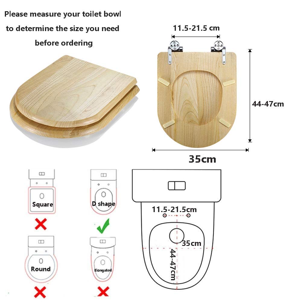 Wc-Sitz Antibakterieller Premium Holz Toilettendeckel Easy clean Einfache Montage, Beige (Size : XD Shape)