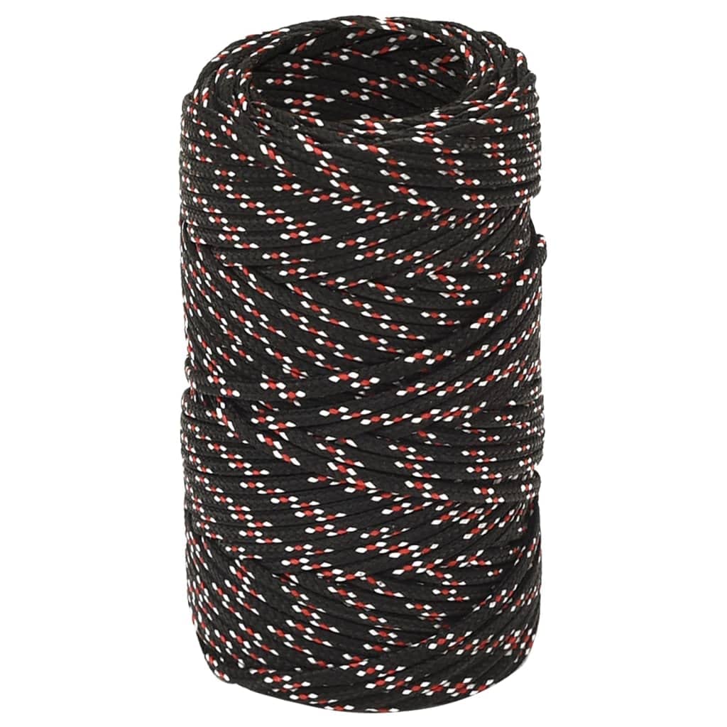 vidaXL Black Boat Rope - 2mm Thick and 250m Long - Durable Polypropylene Rope for Sailing, Marine Use, Rigging and Outdoor Activities' โ image 1