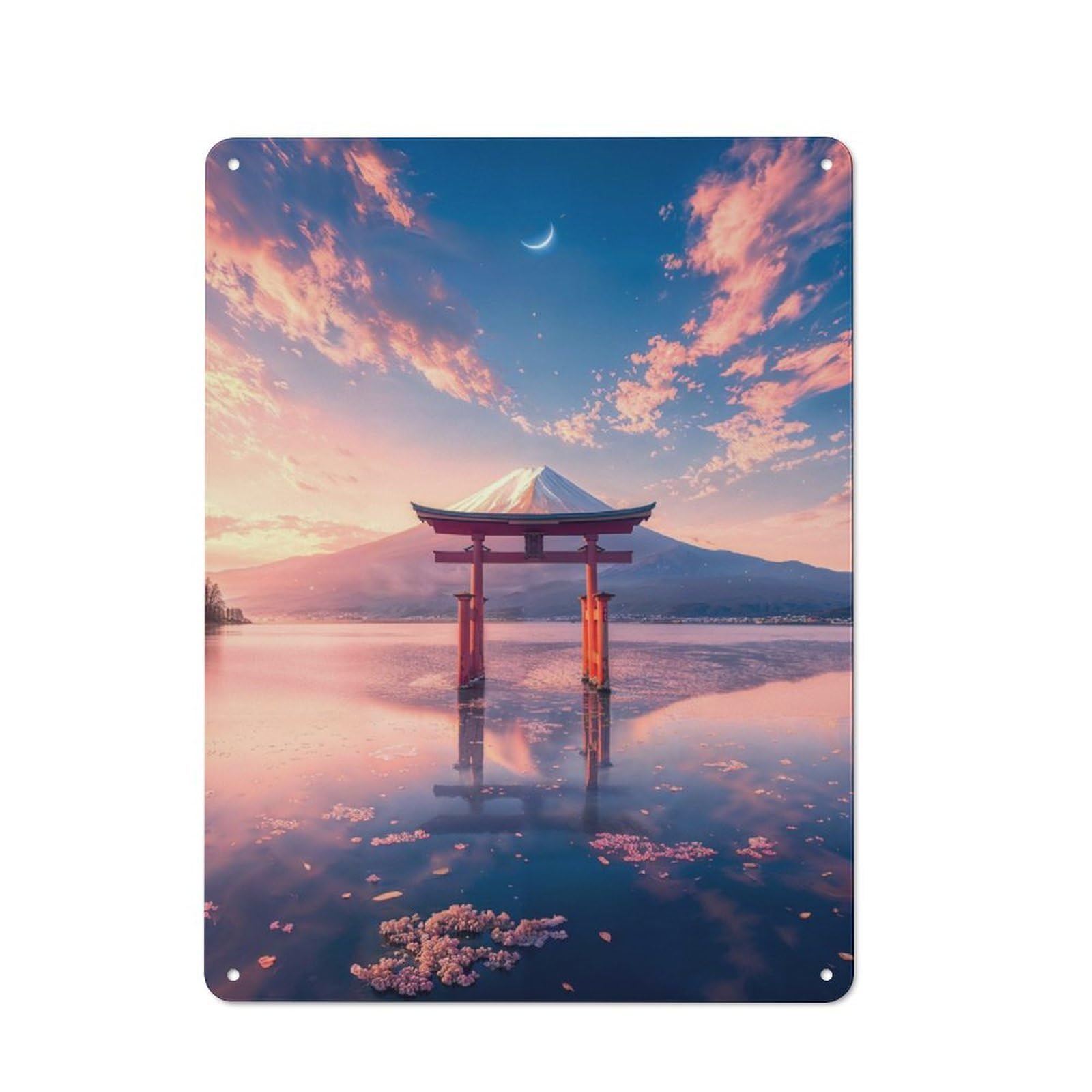 Junmoney Japanese Torii Gate Rustic Metal Plaque 40X30cm For Hobby Room Or Studio, For Vintage Wall Decor Fans, For Garage And Workshop Walls