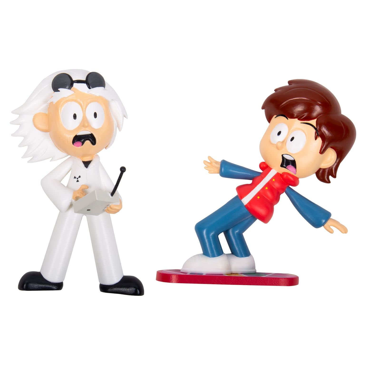 Back To The Future Comic Ons. Collectible Figurines with Vinyl Stickers. 2 Wall Mountable 3D Figures with Re-Usable Gel Pad Stickers. Features Doc & Marty.