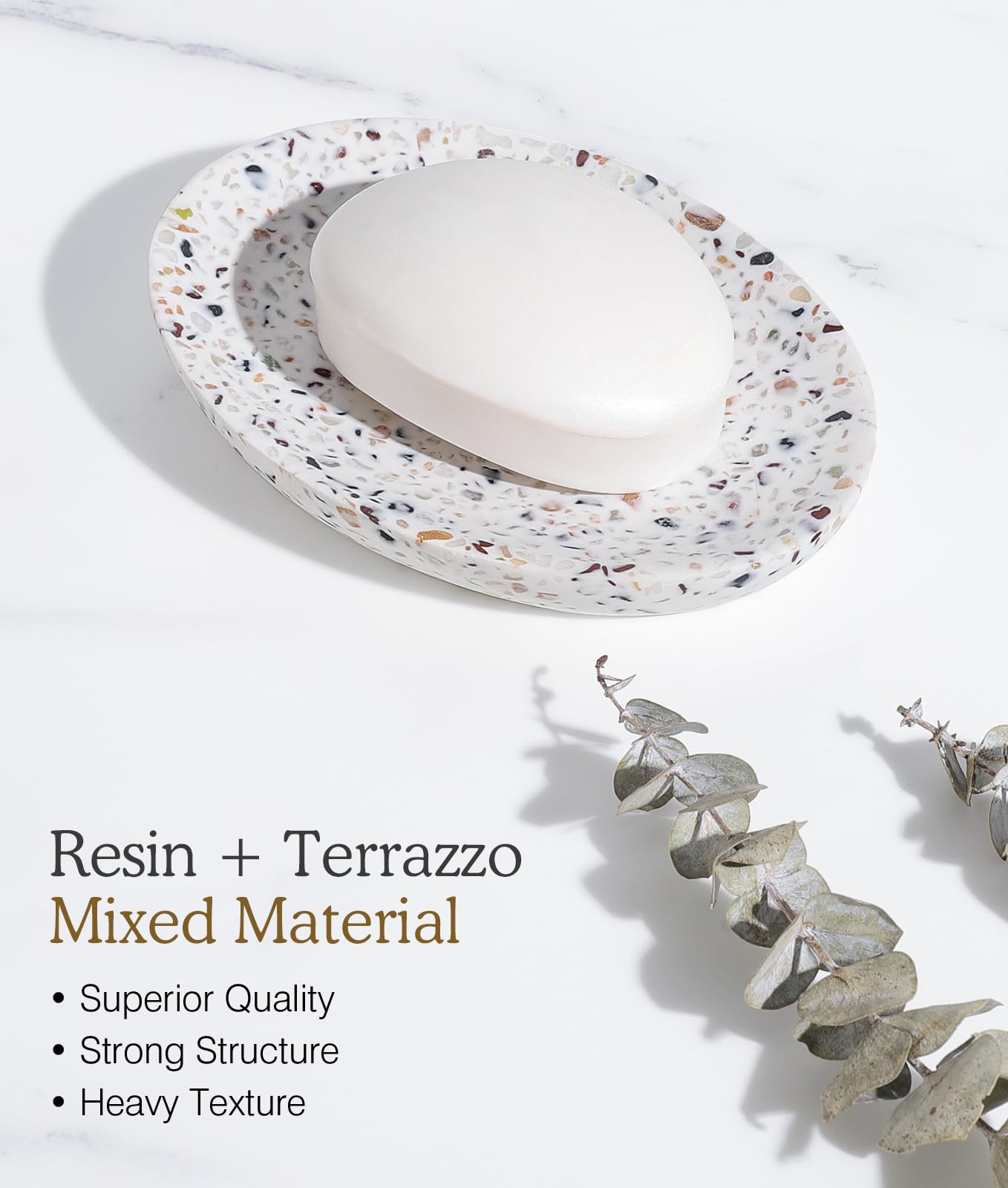 Luxspire Soap Dish, Resin Soap Tray Soap Holder Container Box, Oval Soap Plate Case - Image 2