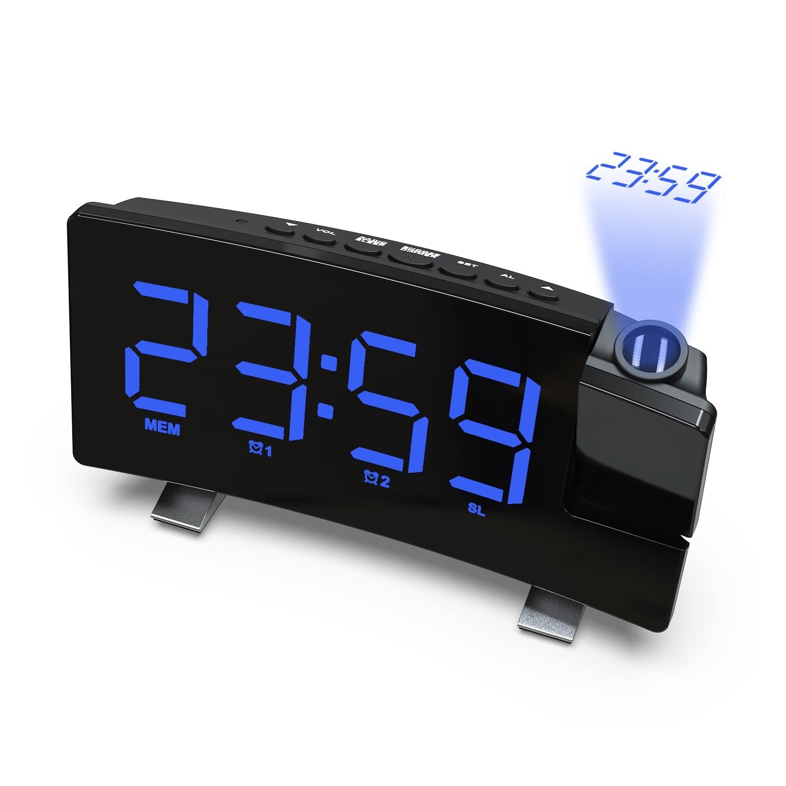 MYXJX alarm clock, Small Bedside Clocks with USB Port for Charging,Temperature,Snooze,Adjustable Alarm Volume(Blue)