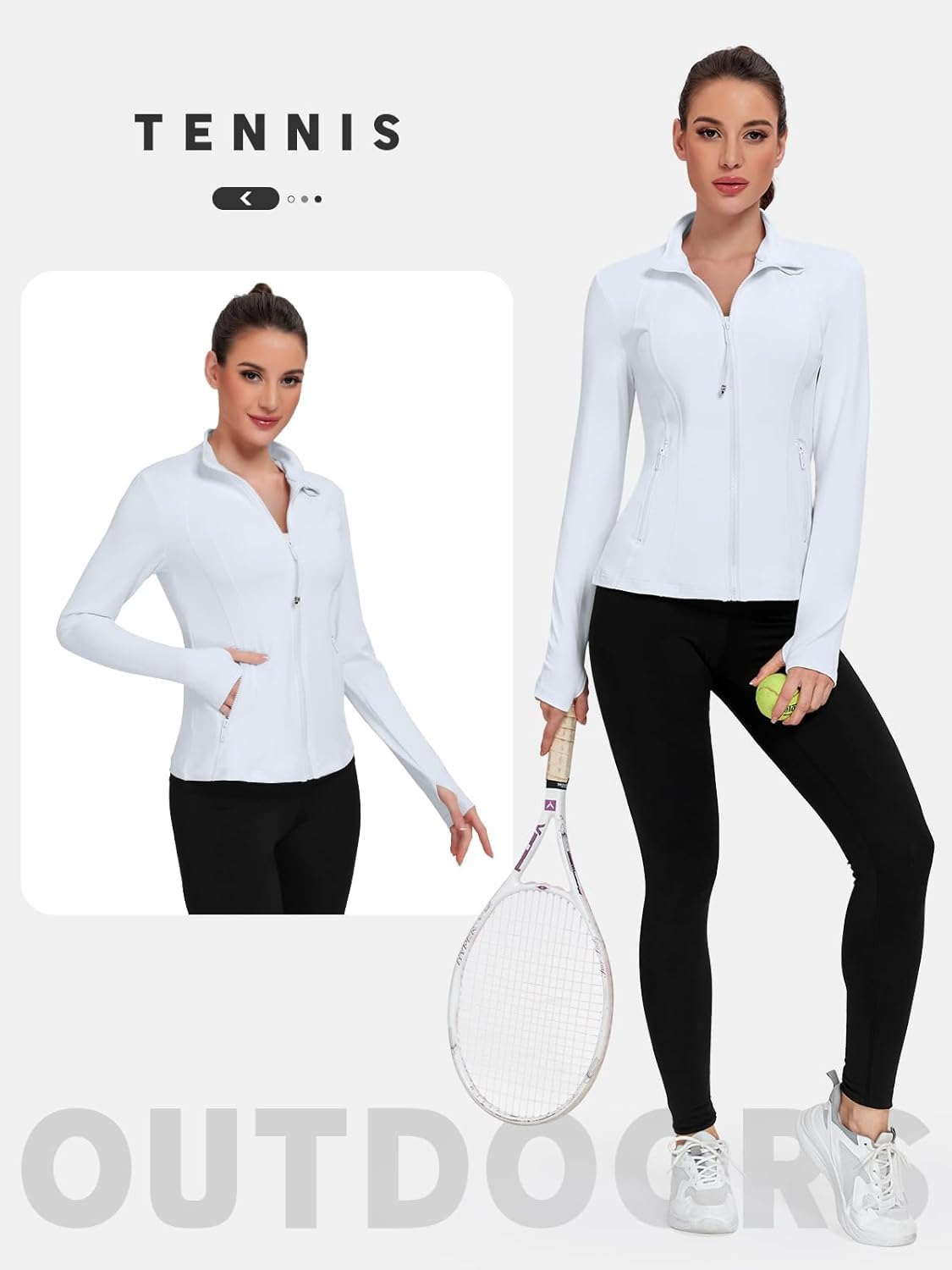 VUTRU Women's Lightweight Running Jackets Full Zip Workout Jacket Slim Fit Yoga Athletic Tops With Pockets - Image 6