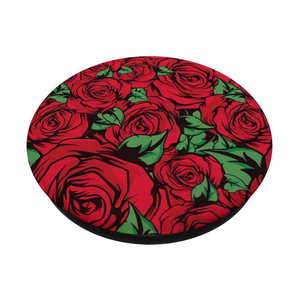 Rock And Roll Red Lips Floral Pattern Tongue Boho Mouth