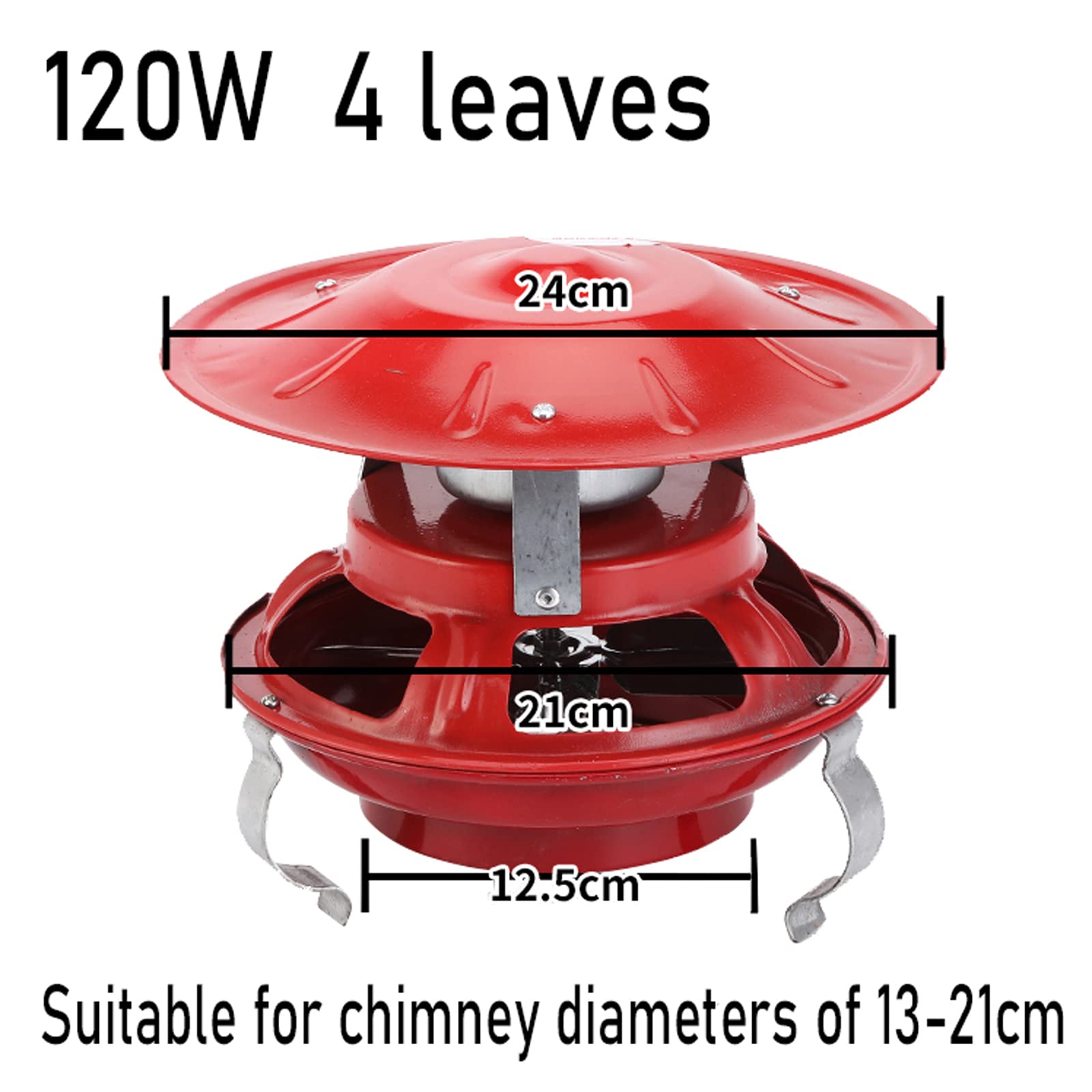 Aspiratore per Camino, Evacuatore Fumi Camino, Aspiratore Camino 120W Aspiratore Canna Fumaria, Induttore di Tiraggio Camino Domestico Aspiratore Camino per Camino(Rosso),A