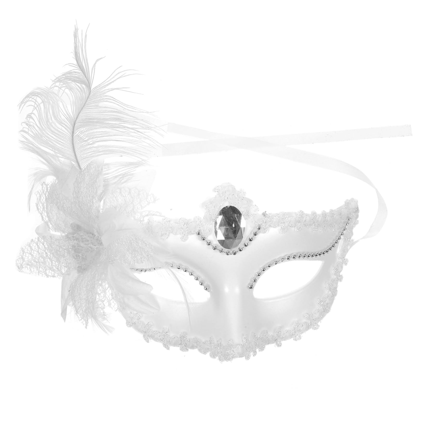 LALADEFIEE Masquerade Eye Mask for Women Delicate Lace Half Face Mask for Halloween and Cosplay Parties Lightweight and Comfortable Design Plume Accents Unique Party Prop and Accessory