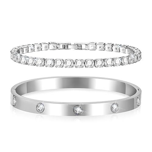 LACHT 2 Stück Armband Silber - 17 cm Kristall