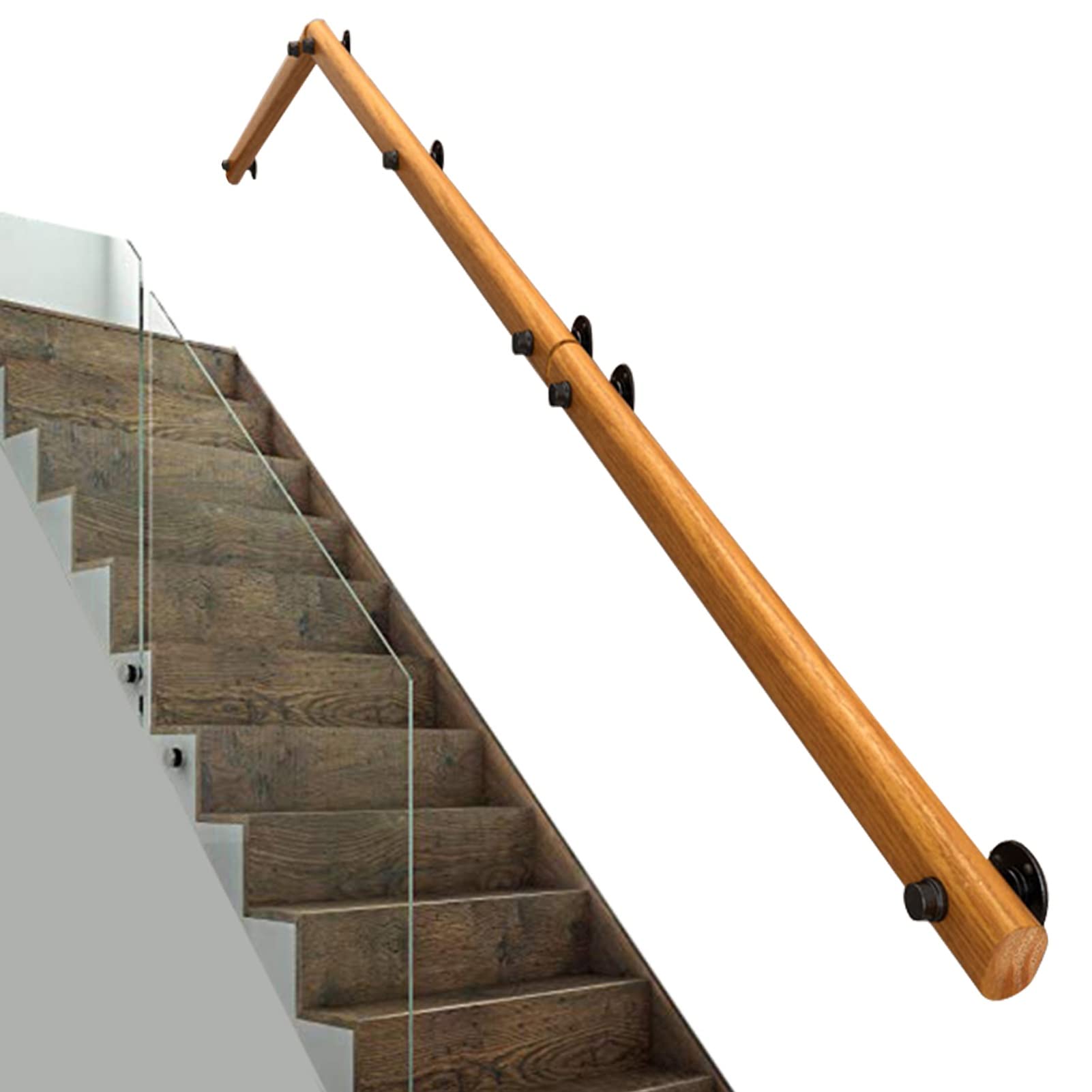 Rambarde d'escalier en bois noble avec support métallique robuste