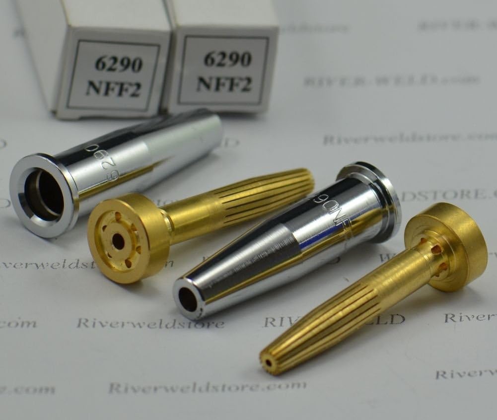 RIVERWELD Propane Natural Gas Cutting Tips 6290NFF Size 2 & 6290NFF-2 2pcs | for Oxygen Oxy Oxyfuel Cutter Torch Made of Copper