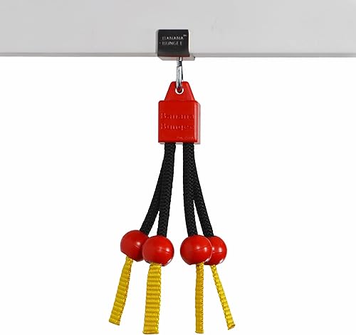 Banana Bungee Solución de soporte de gancho de plátanos rojos con abrazadera de gabinete de acero inoxidable personalizada - Fabricado en EE. UU.