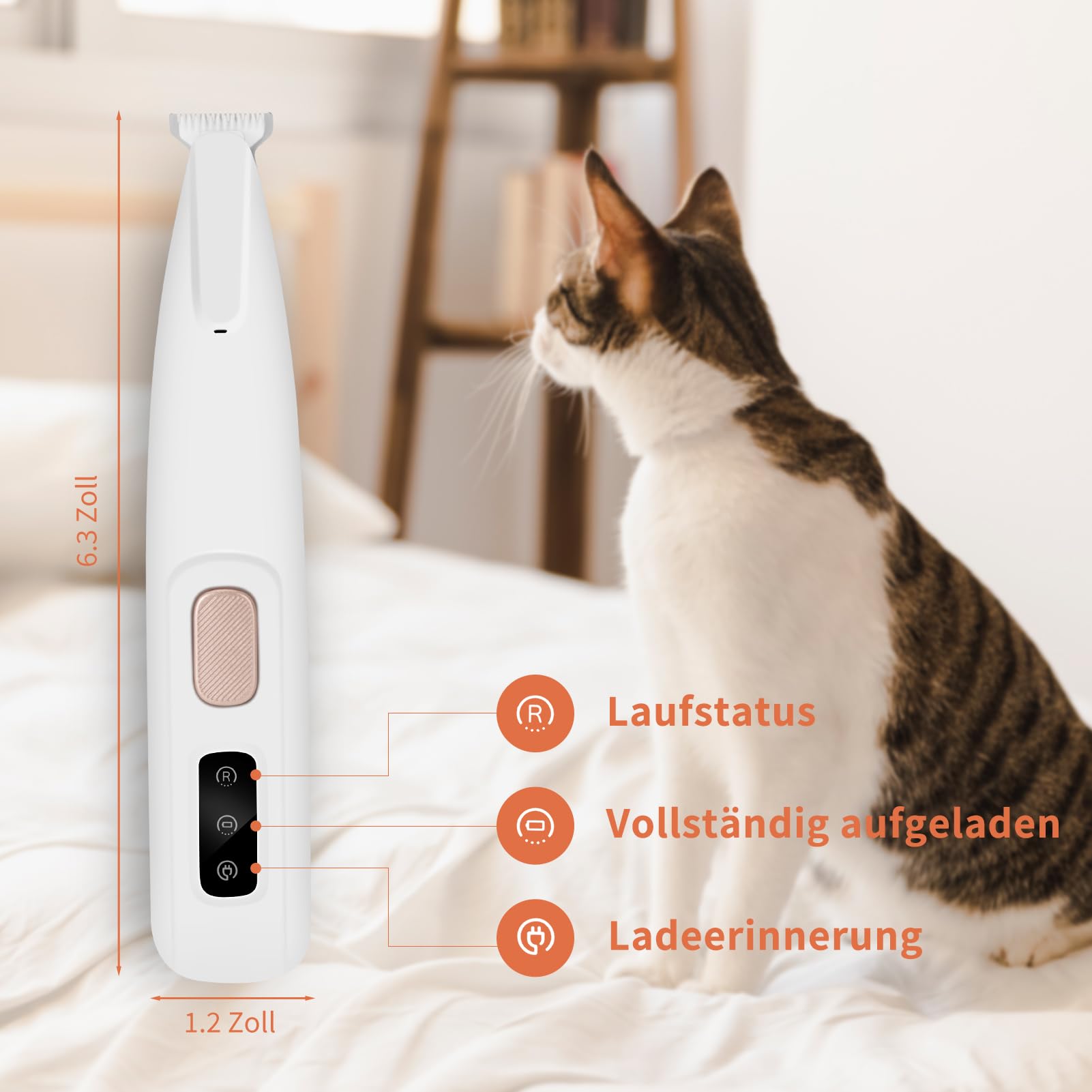 PawTrim Pro Tondeuse à pattes super silencieuse/rechargeable pour animaux de compagnie avec lumière LED, étanche, sans fil, tondeuse professionnelle pour chiens, chats, pattes et yeux