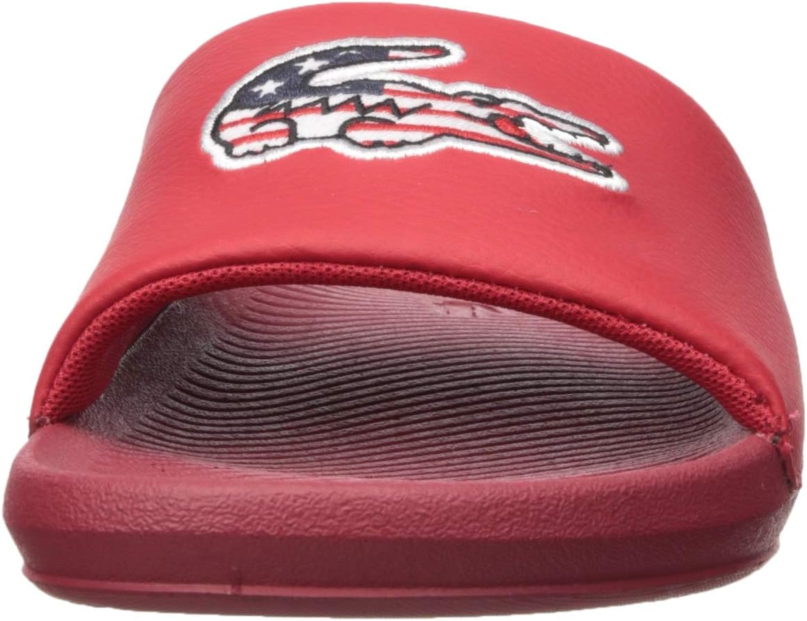 Lacoste Men's Croco Slide Sandals 7 Red/Navy/White