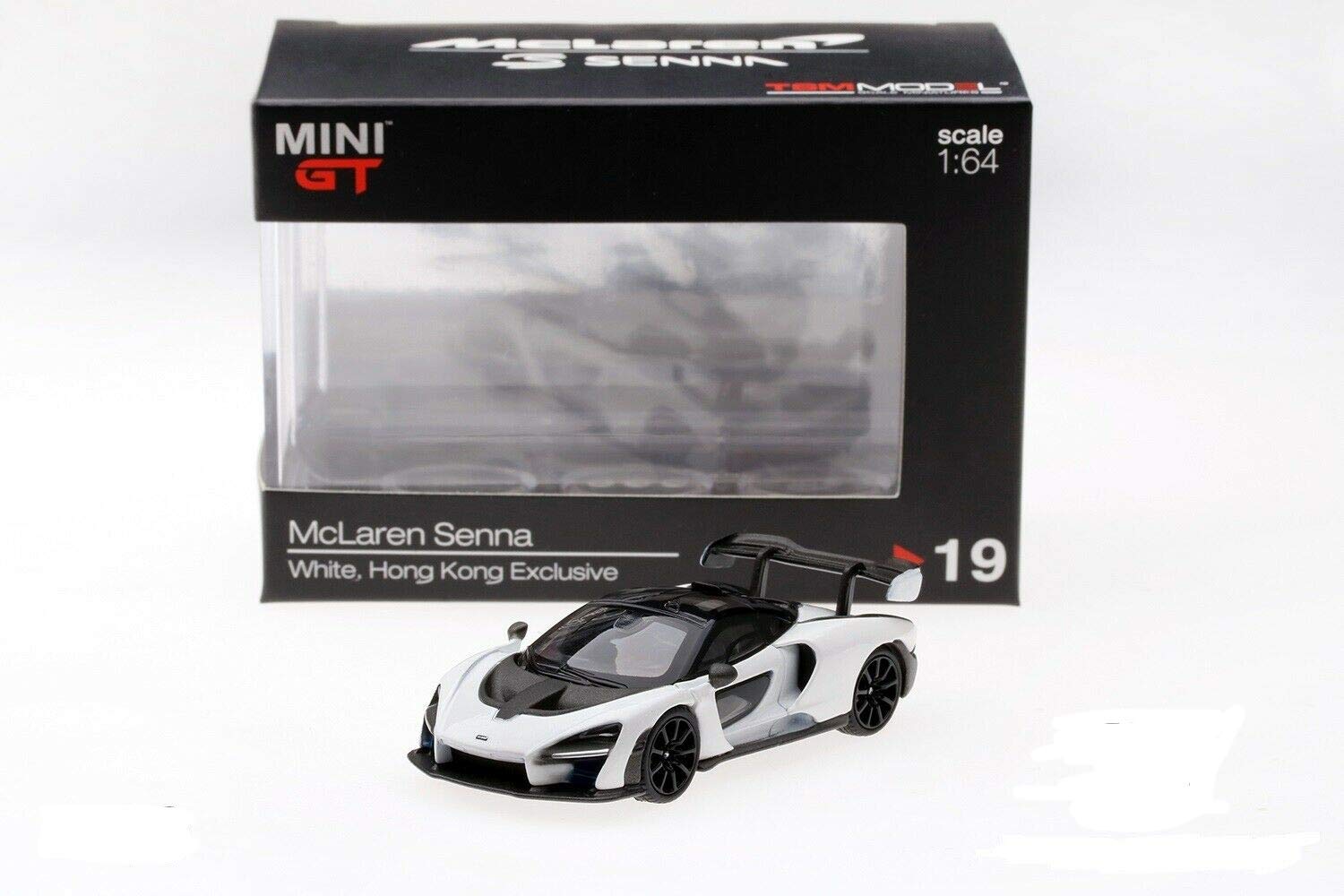MINI GT McLaren Senna (Blanco/Negro) - Coche de Colección 1:64