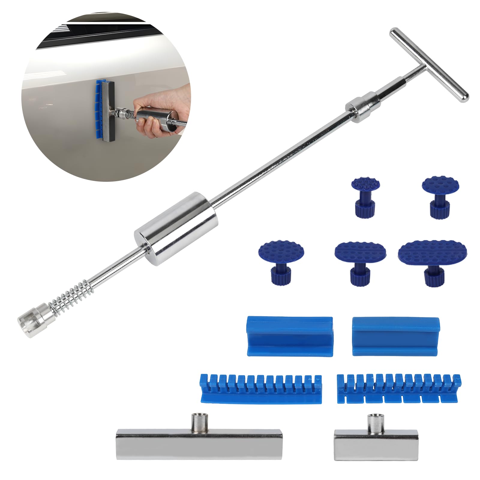 Lararsa Dent Puller Kit - Adjustable Paintless Dent Removal Kit for Cars,Car Dent Remover Puller, Dent Repair Kit with Slide Hammer T-Bar,Refrigerator Door Ding,Hail Dent Repair