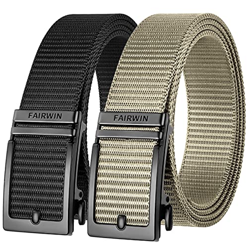 Fairwin Mens Belts for Jeans 2 Pack Ratchet Belts for Men Adjustable Rachette Belt for Men Designer Western Mens Dress Belt