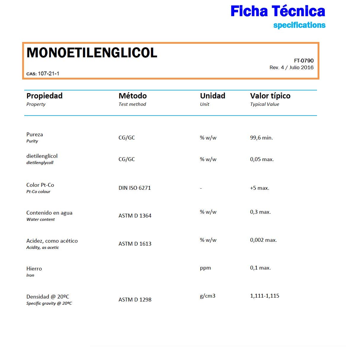 EQM SOLUCIONES QUIMICAS. ECO-603 | 20 litros | Etilenglicol Máxima Pureza. Superior al 99,6%. Anticongelante Puro.