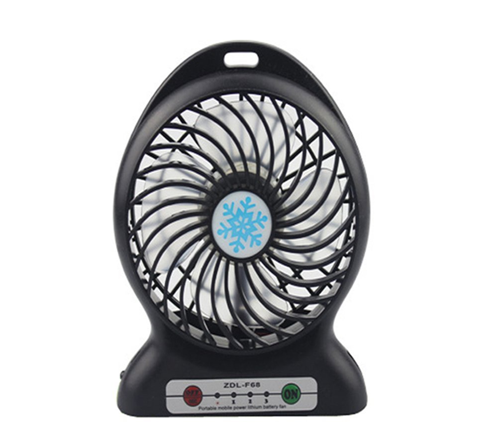 SailsON Electronics Portable Fan, Mini USB Rechargeable 3 Speed Tabletop Fan with LED Light (Black)