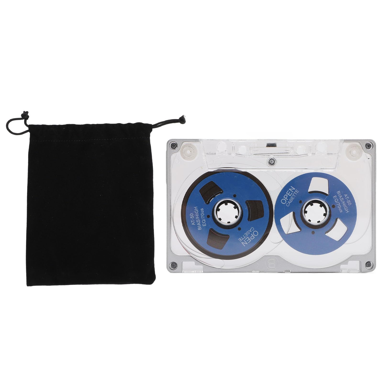 Reel to Reel Blanko Tonkassettenband, 55 Minuten DIY Musikaufzeichnungsband, Aluminiumlegierungsgehäuse mit Bunten Metallbeschichteten Rädern (Silberner Rahmen, Blaue Platte)