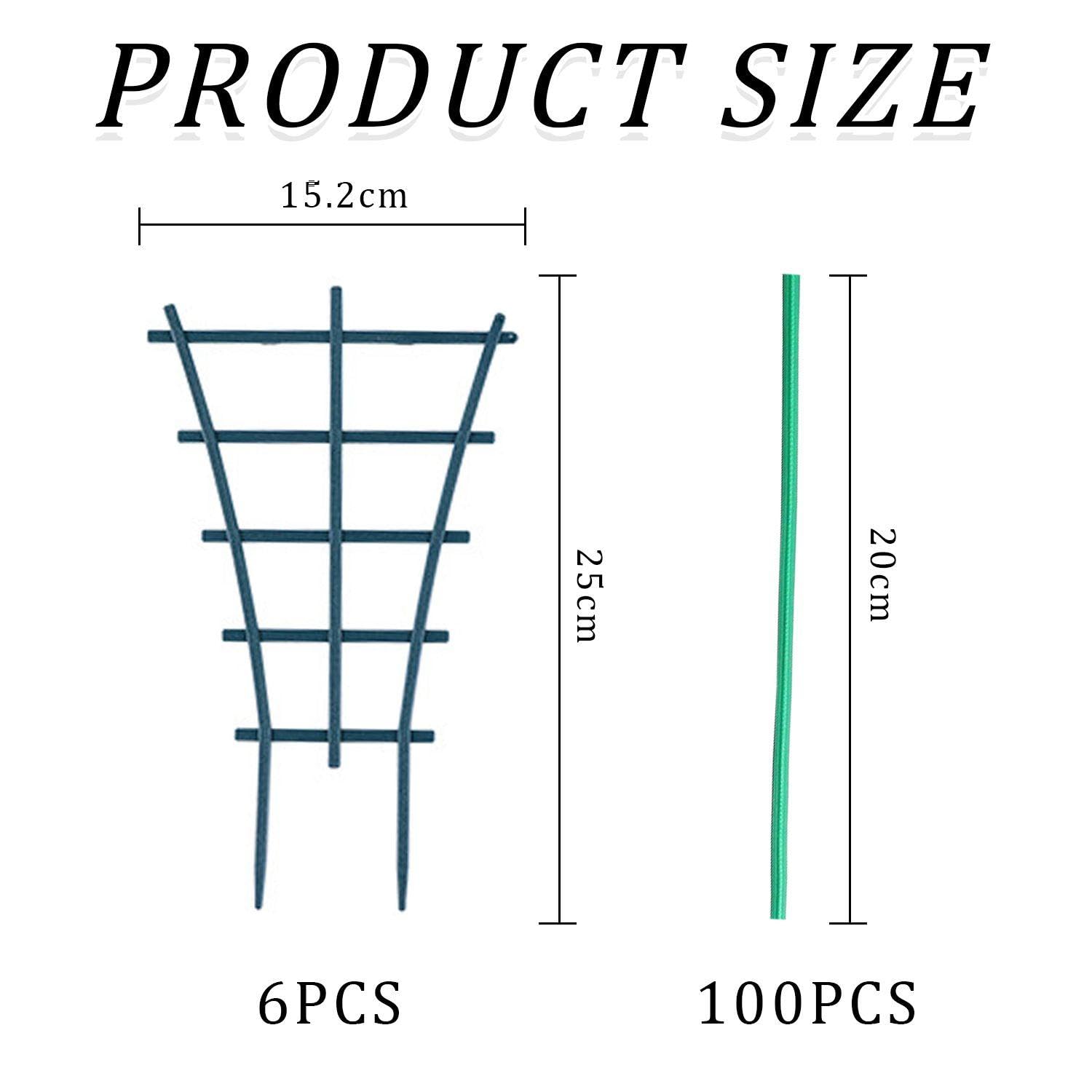 6 Pezzi di Rastrelliere A Rete E 100 Cravatte, Staffa per Arrampicata per Piante, Staffa di Piante in Plastica, Forniture per Il Giardinaggio.