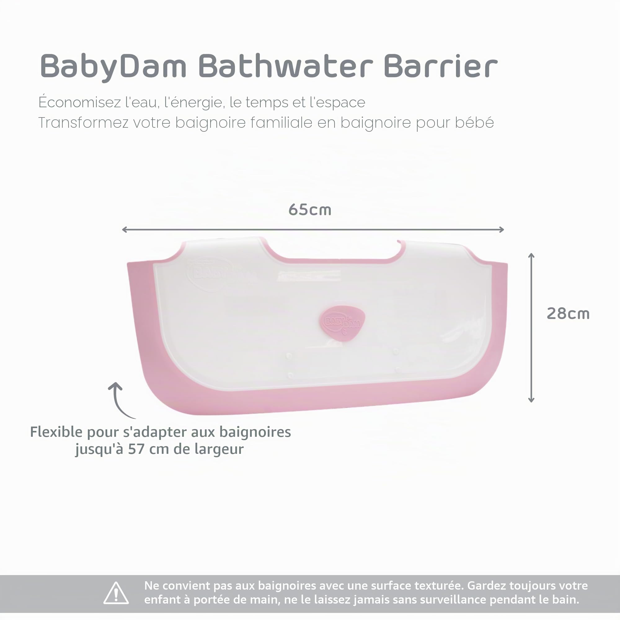 BABYDAM Réducteur de Baignoire Bébé Blanc Rose
