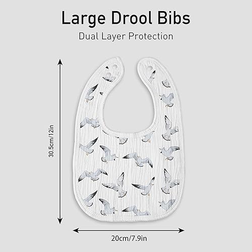 Miniatura 7 de Baberos de muselina unisex para niños y niñas, paquete de 6 baberos de algodón suave para babeo de dentición, regalo esencial de ducha (6, azul)
