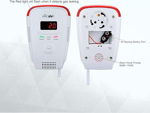 Miniatura 4 de Detector de gas natural, sensor de alarma de fugas, monitor de gas butano y metano, aviso de voz, advertencia de luz estroboscópica, pantalla