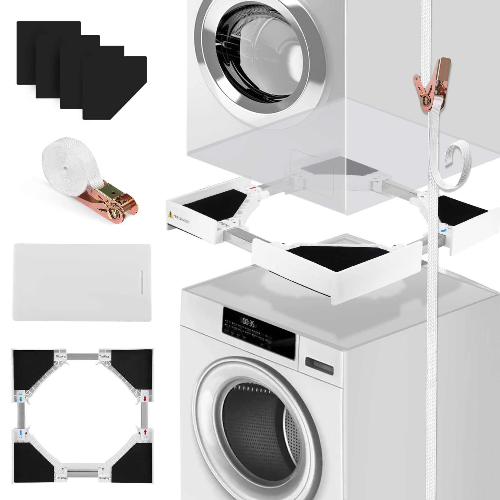 tectake® Universele Stapelkit voor Wasmachine en Droger