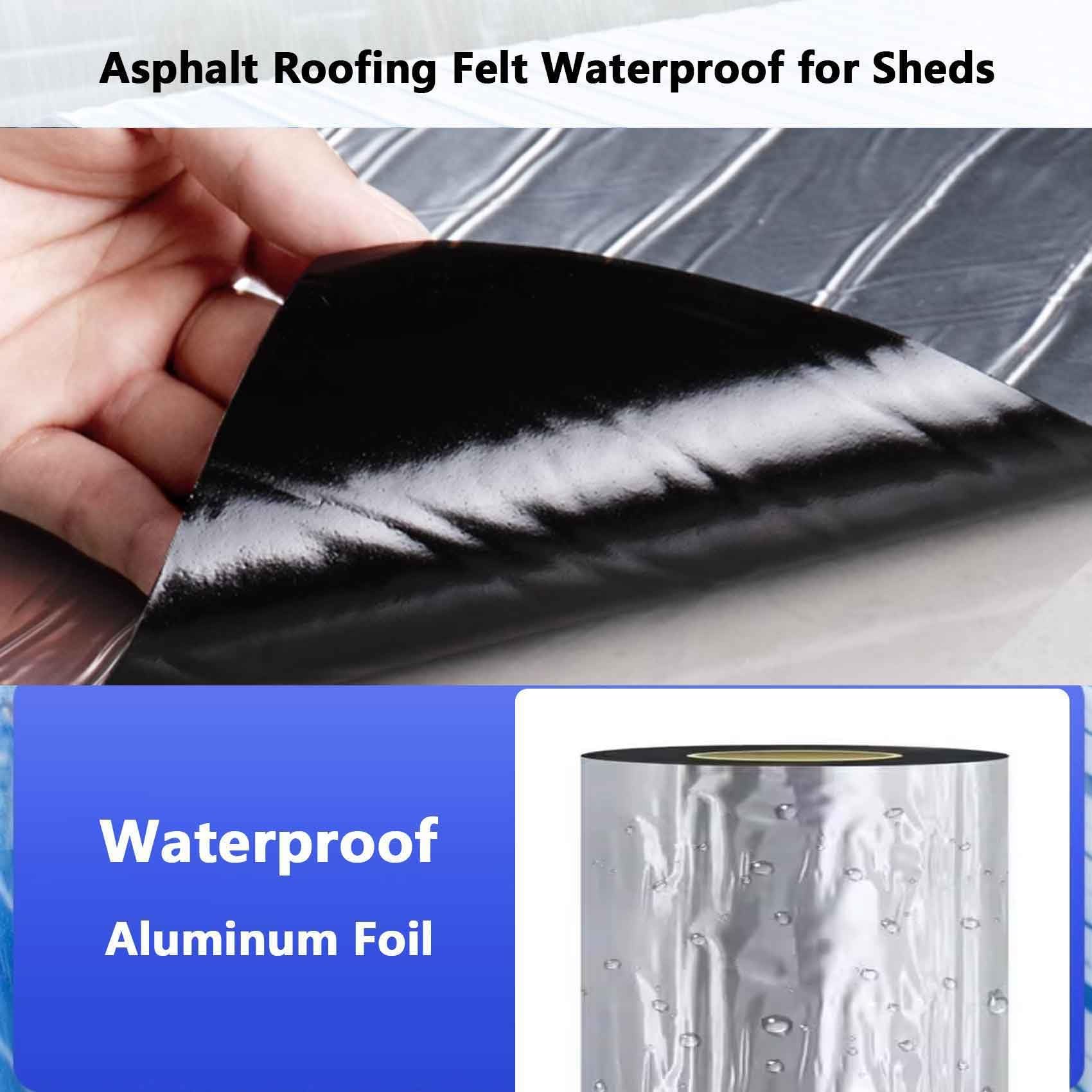 Tela Asfáltica Autoadhesiva Tejado, Cinta de Aluminio Impermeable, Rollo Bituminoso Reparación Adhesiva para Terraza Techos Goteras Grietas(20x200cm)