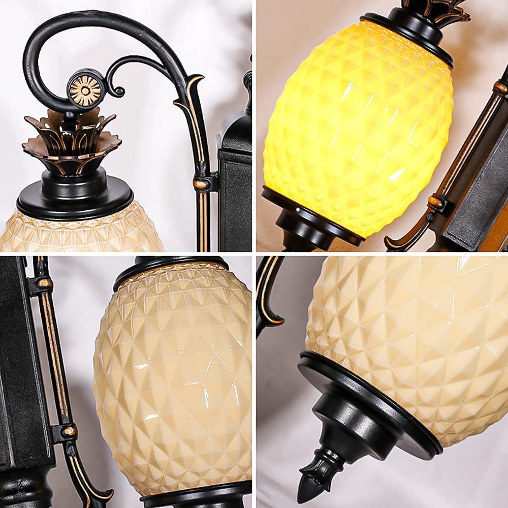 Lanterne Tendance en Acrylique en Forme d'ananas, Lampe de Jardin créative européenne à 2 lumières E27, en métal Aluminium, pour Poteau ou allée extérieure, terrasse ou,