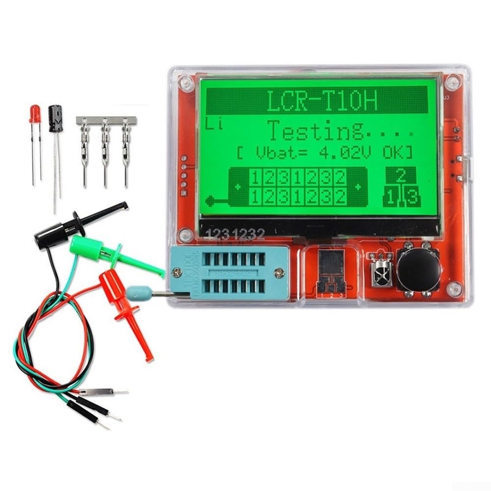 LCR T10H Bauteiltester mit Großbildschirm für Transistor, Widerstand, Kondensator, MOSFET, Diode und Induktivität, automatische Pin-Erkennung, IR-Decodierung, tragbares Design für Elektronik-Reparatur