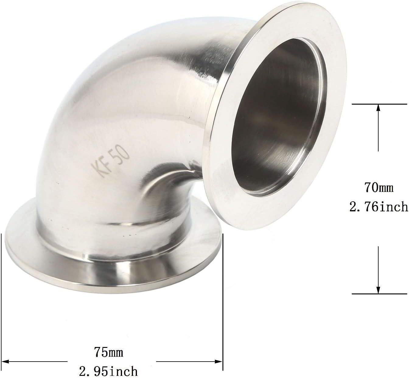 QiiMii KF-50 Elbow 90 Degrees Vacuum Fittings Stainless Steel 304