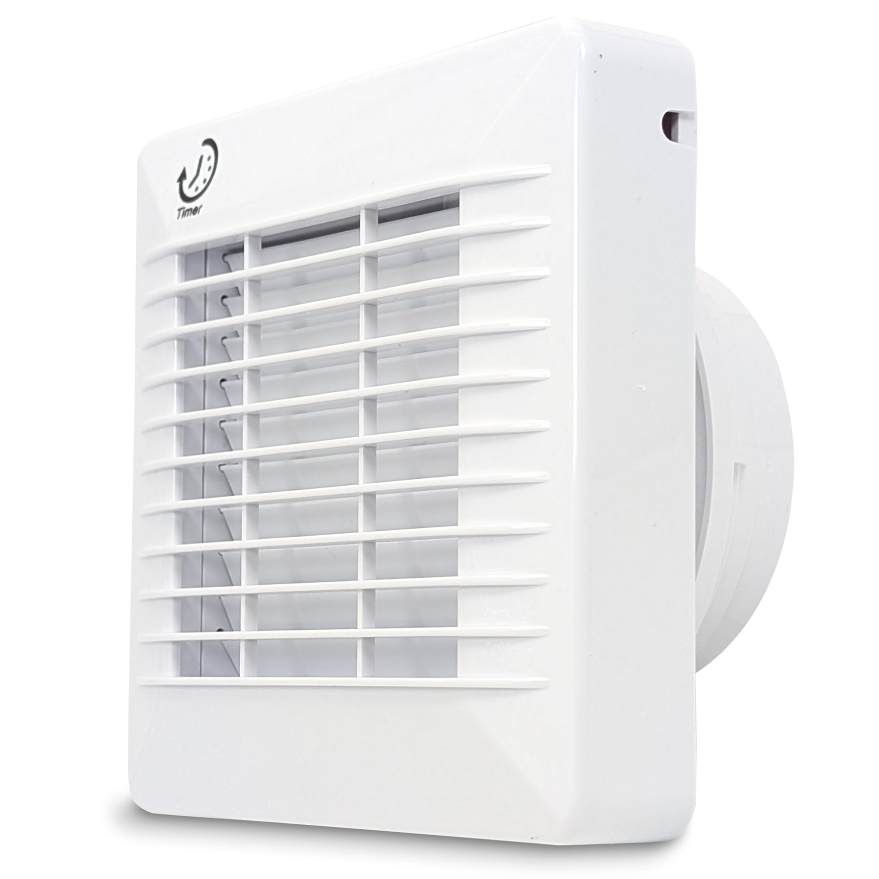 AirTech-UK Bathroom Extractor Fan with Timer 100mm, Quiet Bathroom Fan 33dB, Ceiling or Wall Mounted Extractor Fan, Bathroom Ventilation Exhaust Fan 120m³/h, White