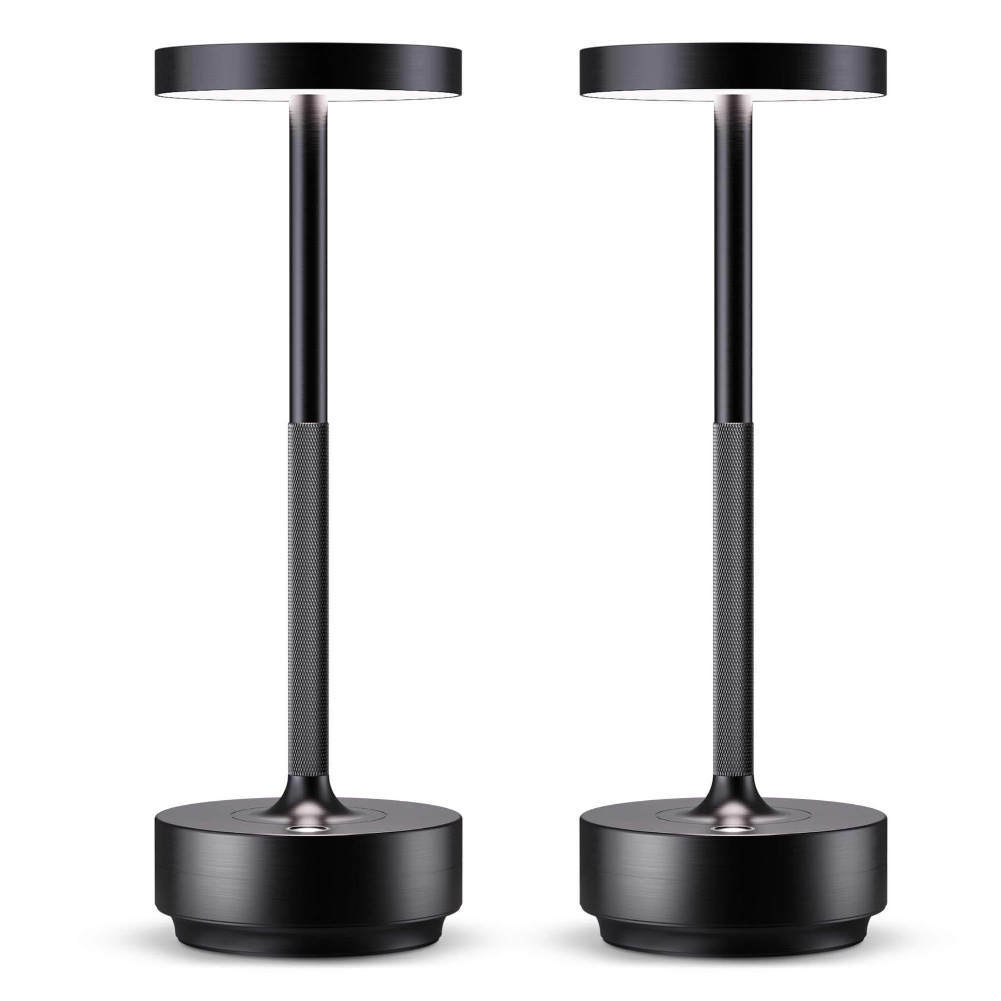 HYMZP Lampada da Tavolo Senza Fili Ricaricabile,Lampada Led da Tavolo,3 Modalità di Colore, IP54, per Interni/Esterni, Ristorante (2x Nero)