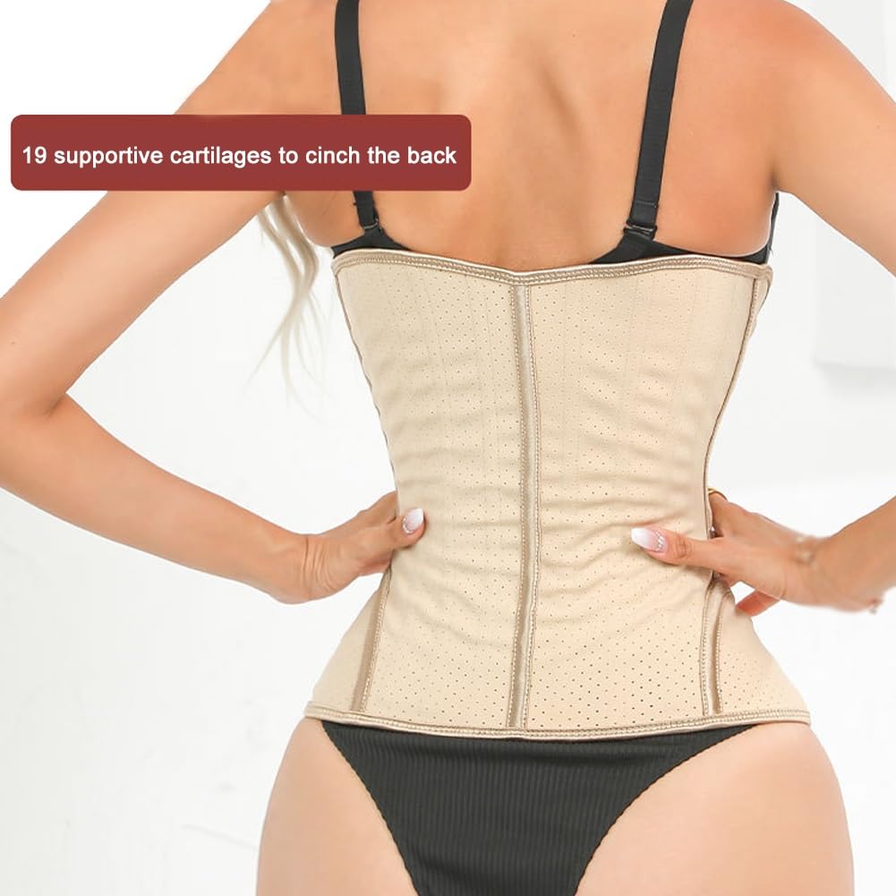 Ceinture de fitness, silhouette de sablier, ceinture de perte de poids, ceinture de serrage de la taille en latex, protection serrée de la taille pendant l'exercice (beige, taille L)