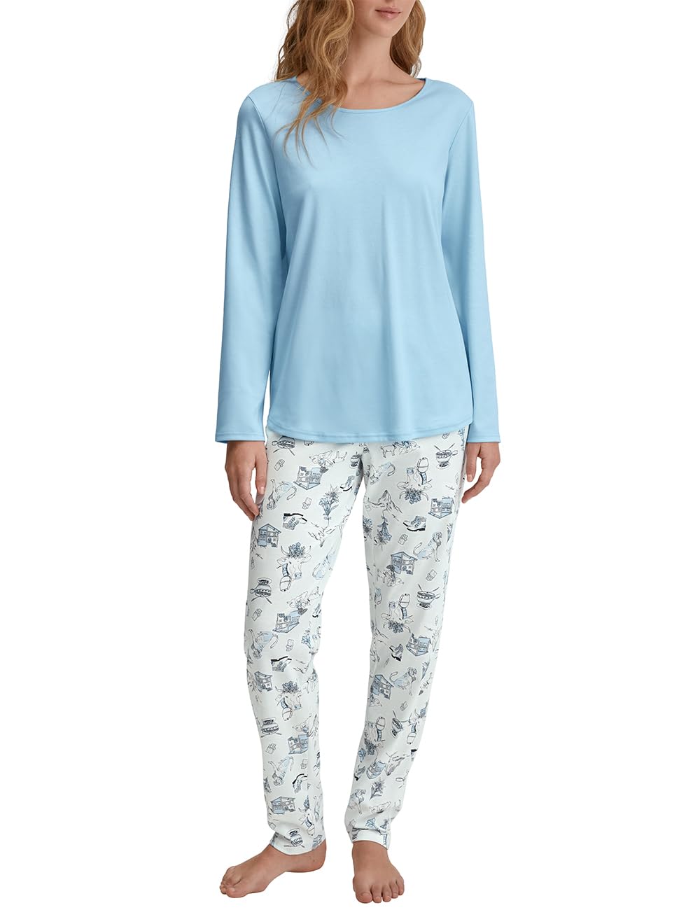 CALIDA Women's Pyjamas, Cascade Blue, 36-38