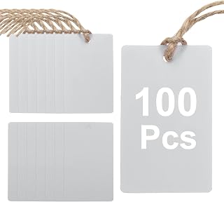 uxcell 100Pcs Grey Plastic Shipping Tags, 2" x 1" Waterproof Labeling Tags Writable Blank Hang Tags Perforated with Thread & Wire for Valve Marking, Gift, Luggage, Garage, Inventory Tag