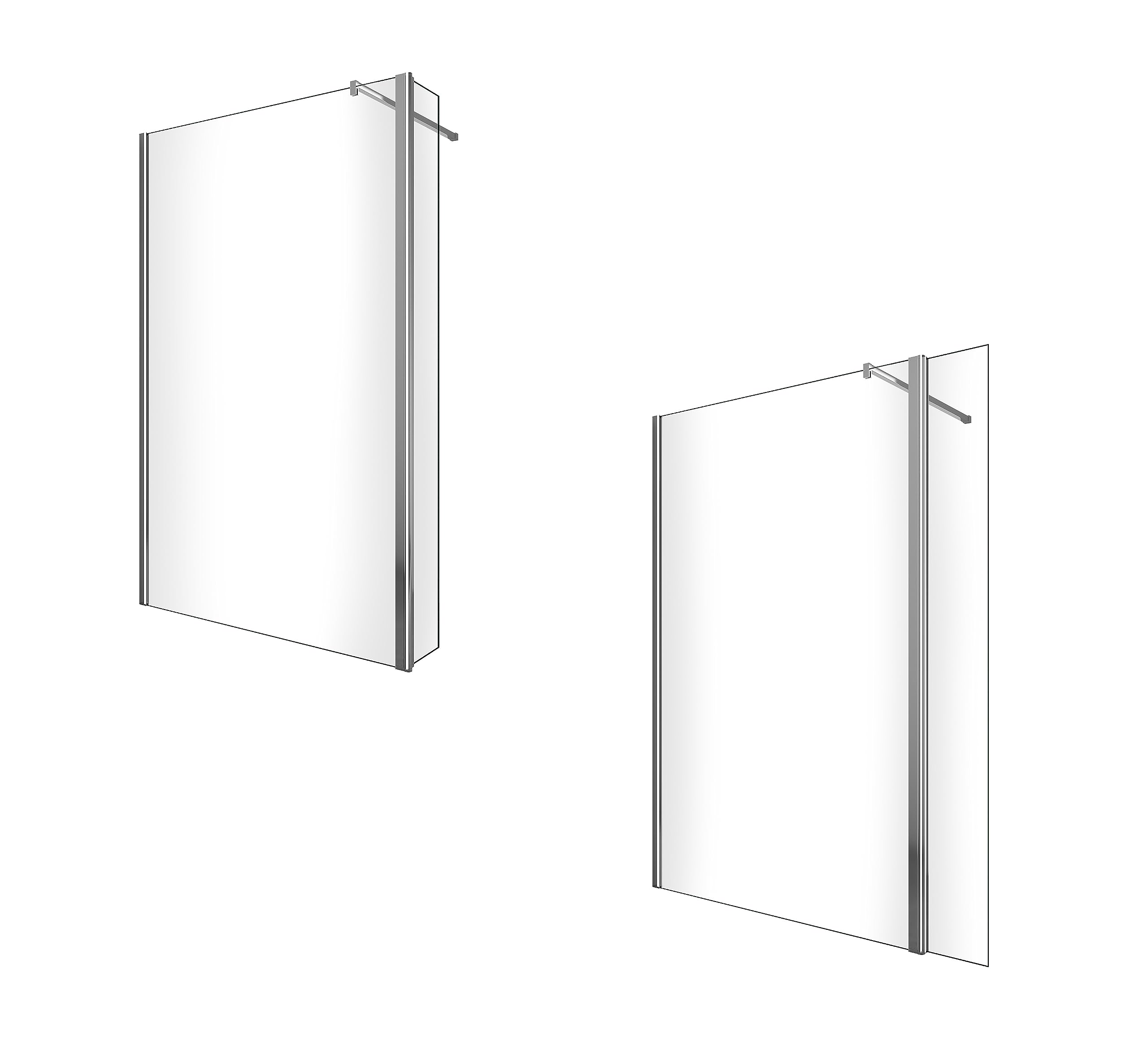 PARETE DOCCIA WALK-IN CON ANTINA GIREVOLE PARASCHIZZI ABBINATA – 8 MM – H 200 ((160-162,5) LASTRA + 120 + ANTINA 40)
