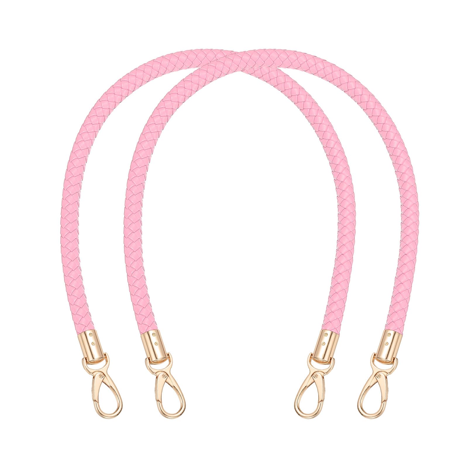 PATIKIL Braided Purse Straps 60cm / 23.6", 2 Pack PU Leather Handbag Handles Replacement with Gold Buckle for DIY Purse Handbag Tote Making Accessories, Light Pink