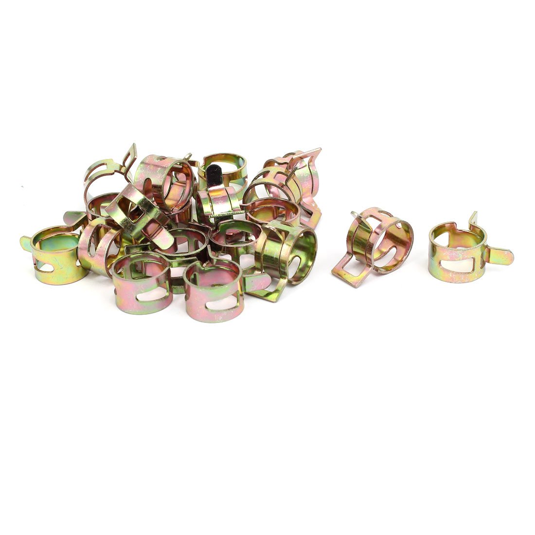 Aexit 16mm Inner Clamps Dia Yellow Zinc Plated Water Pipe Fuel Line Hose Clamps Strap Clamps Clips 20pcs