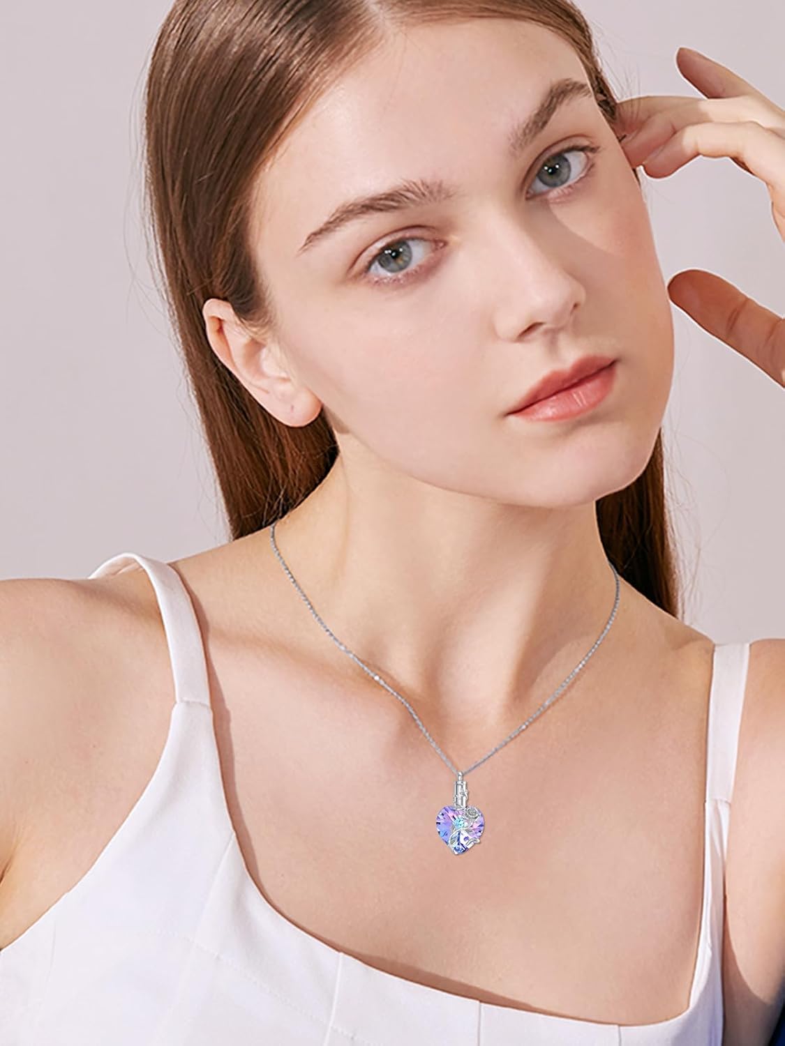 OCJ Heart Rose Flower Urn Necklace for Ashes Women Birthstone Cremation Necklaces Sterling Silver Memorial Cremation Jewelry Gifts - Image 4