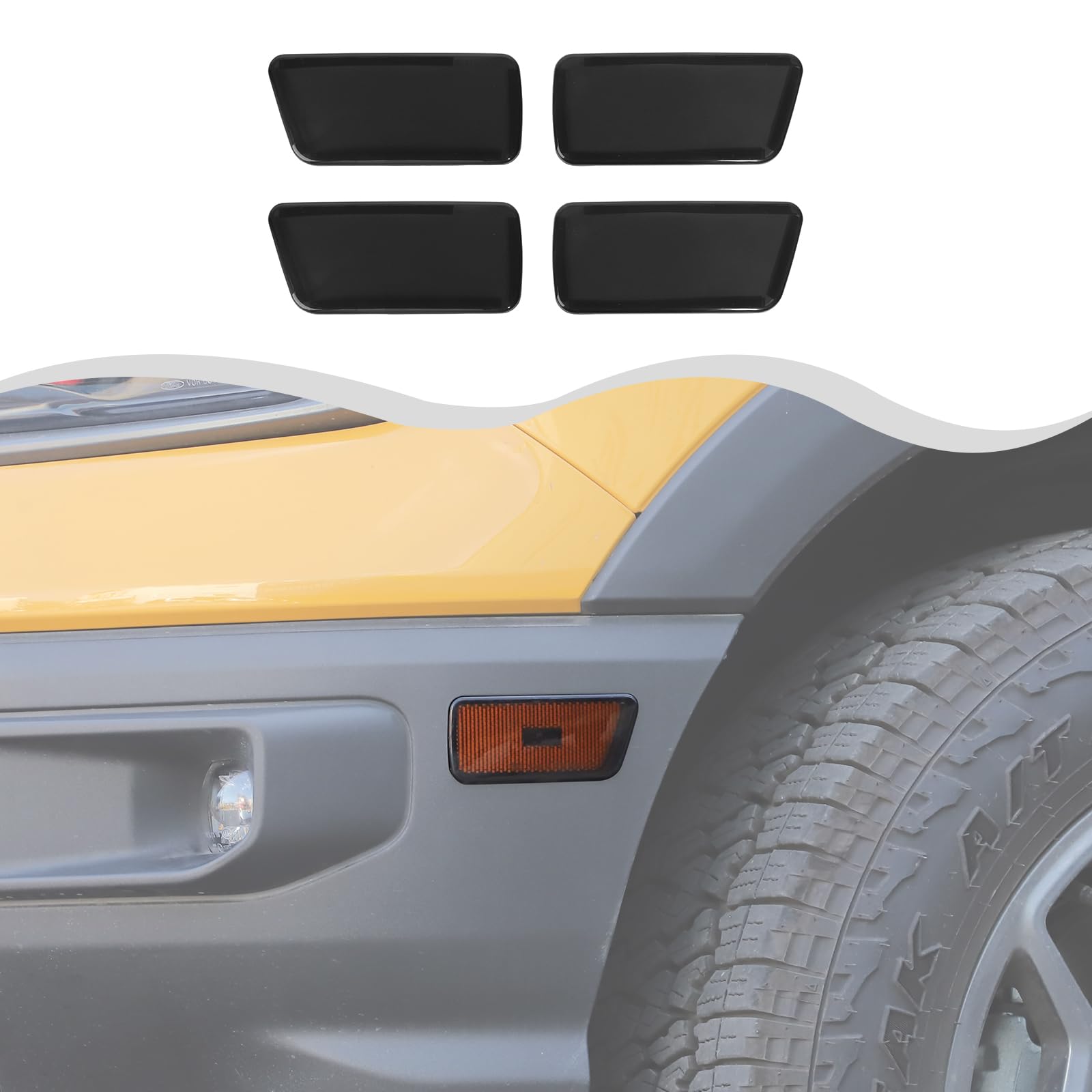 HTHE Front Wheel Eyebrow Lamp Trim Cover Compatible with Ford Bronco Sport 2021-2024+ Exterior Accessories(Smoked Black)