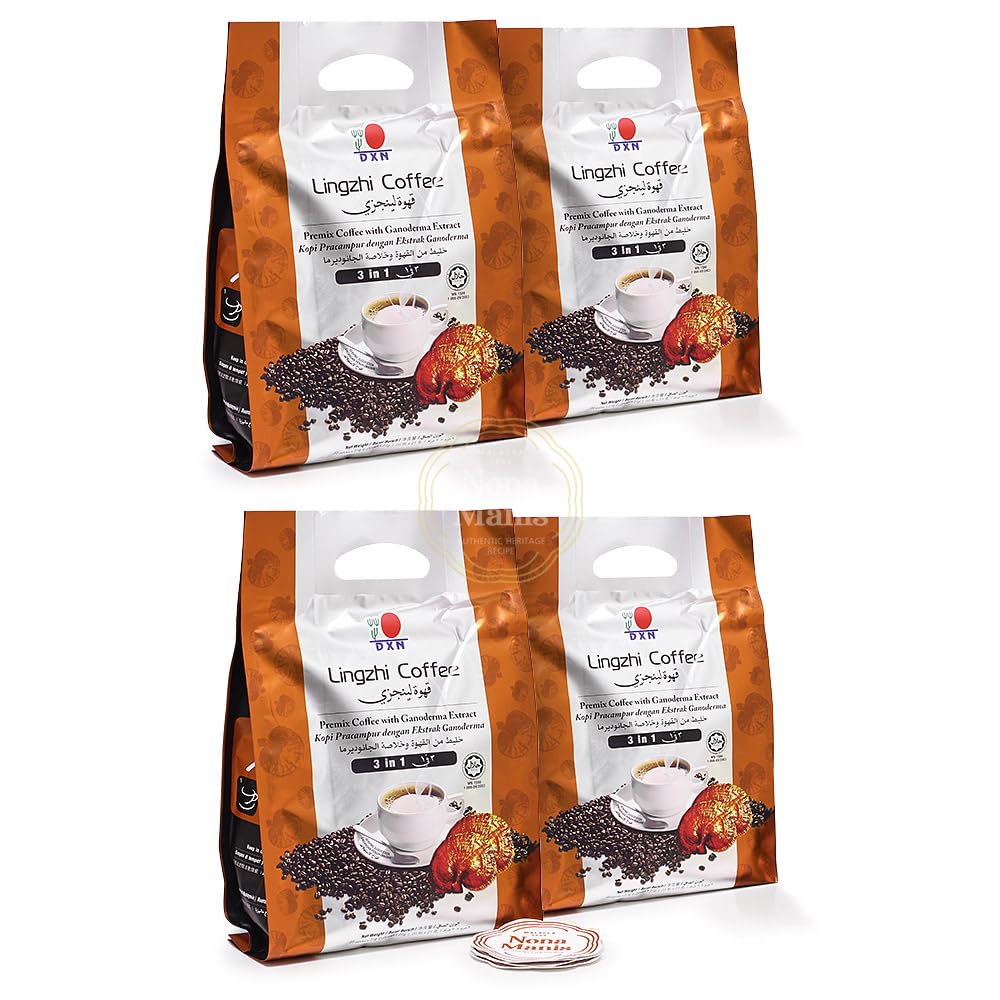 DXN Lingzhi Coffee 3 in 1 + 5's Nona Manis Disposable Coaster (Pack of 4)