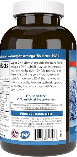 Miniatura 3 de Carlson - Super DHA Gems 1000 mg Suplementos DHA 640 mg ácidos grasos concentrado de aceite de pescado noruego capturado salvaje cápsulas de aceite